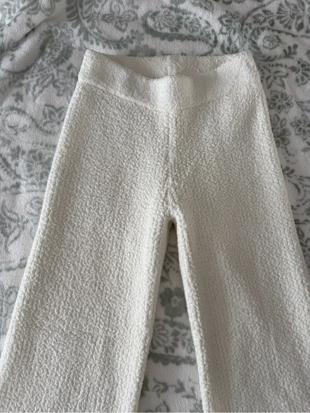 Cream Plush Knit Women Pants